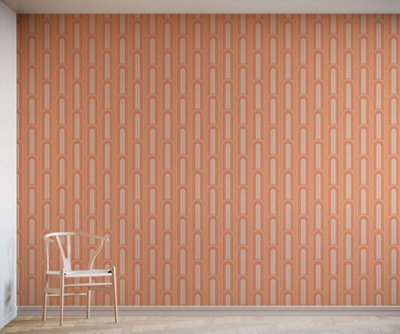 B&Q -  Eco Friendly Peach Colourful Arch Wallpaper