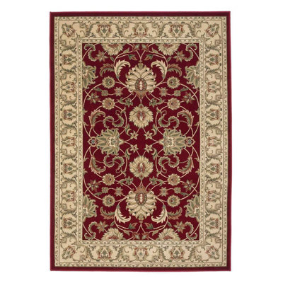 Red Traditional RugFloral Rug8mm Thickness Bordered RugPersian Red Rug For Bedroom& Dining Room-240Cm X 340Cm from B&Q