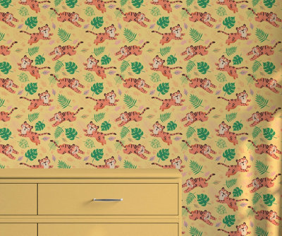 B&Q -  Eco-Friendly Yellow Cute Tiger Wallpaper