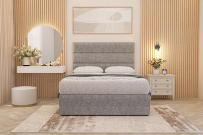 Somnior Beds Somnior Chambery Grey Tweed Hybrid Pocket Sprung Orthopaedic Divan Bed Set With Upholstered Headboard