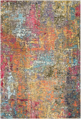 Modern RugStain-Resistant Turkish Rug With 6mm ThickAbstract Graphics Rug For Bedroom& Dining Room-274Cm X 366Cm from B&Q