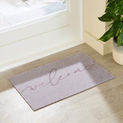Artsy Doormats Taupe Welcome Indoor Washable Doormat 60X40Cm from B&Q