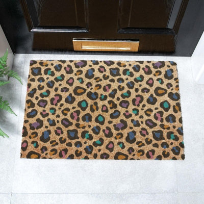 Artsy Doormats Multi Colour Leopard Print Doormat (60 X 40Cm) from B&Q