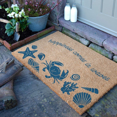 Artsy Doormats Happiness Comes In Waves Doormat (90 X 60Cm) from B&Q