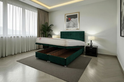 B&Q -  Paris Ottoman Bed Emerald Plush 4Ft6 With Mattress & 24"headboard -Double