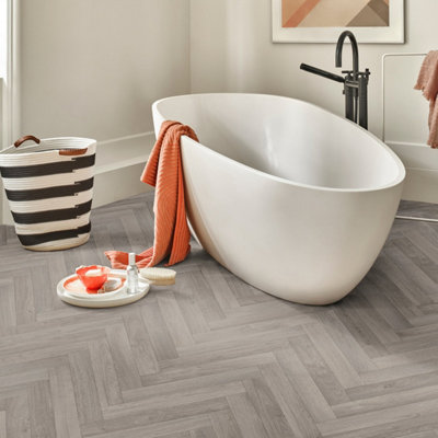 B&Q Grey Modern Wood Effect Anti-Slip Vinyl Flooring For Home, Shops, Offices, 2.0Mm Thick Vinyl Sheet-4M(13'1") X 4M(13'1")-16M²