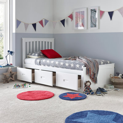 Bedmaster Quest White Wooden 3 Drawer Bed And Orthopaedic Mattress