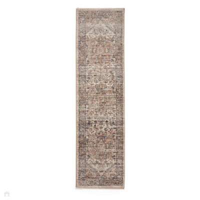 Blue Traditional Abstract Bordered 10mm Thick Stain-Resistant Rug For BedroomLiving Room& Dining Room-60Cm X 230Cm (Runner) from B&Q