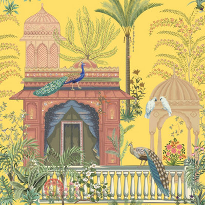 B&Q -  Eco-Friendly Yellow Persian Wallpaper