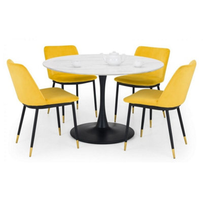 Ashfield Holland Round Pedestal Table & 4 Delaunay Mustard Chairs from B&Q