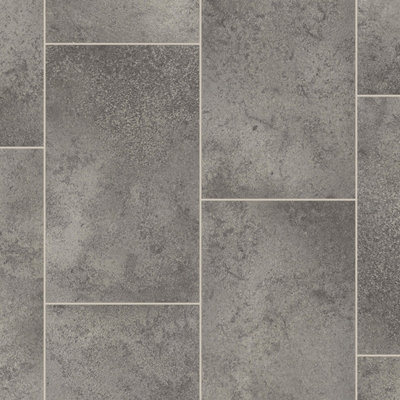 Grey Modern Tile Effect Anti-Slip Vinyl Flooring For Home, Shops, Offices, 2.8mm Thick Vinyl Sheet-7M(23) X 4M(131")-28M²