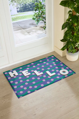 Artsy Doormats Elizabeth Olwen Hello Dots Indoor/outdoor Doormat (90X60Cm) from B&Q