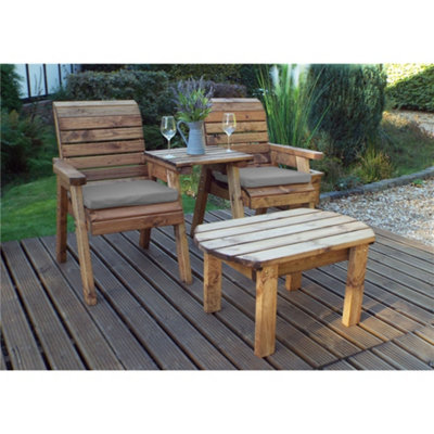 B&Q -  Traditional Twin Companion Dining Set Straight With 2 X Chair Cushion Grey