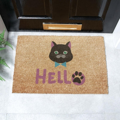 Artsy Doormats Cat Hello Coir Doormat (60 X 40Cm) from B&Q