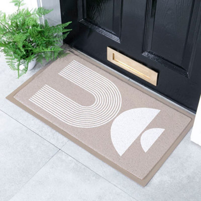 Native Natural Beige Half Moon Abstract Indoor & Outdoor Doormat70X40Cm from B&Q