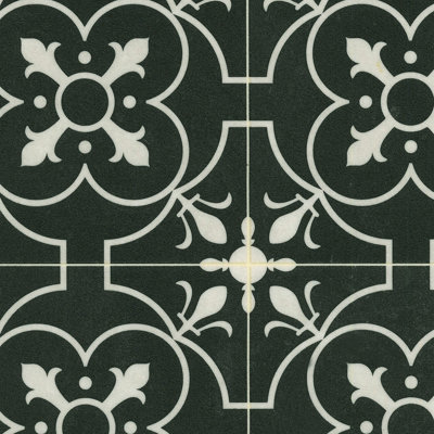 B&Q Designer Non Slip Vinyl Flooring For Livingroom, Hallways, Kitchen, 2Mm Thick Vinyl Sheet-6M(19'8") X 2M(6'6")-12M² Black