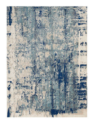 Ivory Blue RugAnti-Shed Abstract Rug With 10mm ThickLuxurious Modern Rug For Bedroom& Dining Room-282Cm X 389Cm from B&Q