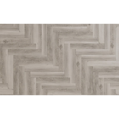 B&Q Aspen Oak Wood Effect Click Laminate Flooring-Herringbone (8Mm),For All Rooms, & Commercial Usage-Covers 2.57Sqm Light/Grey