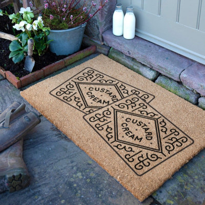 Artsy Doormats Two Custard Creams Coir Doormat (90X60Cm) from B&Q