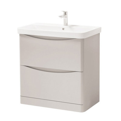 Clifton Bathroom Floor Standing 2-Drawer Vanity Unit With Basin 800mm WideCashmere(Arch)Brassware Not Included from B&Q