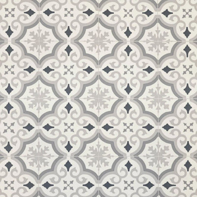  - Grey Modern Designer Effect Anti-Slip Vinyl Flooring For Bathroom & Kitchen2.0mm Thick Vinyl Sheet-6M(19'8") X 3M(9'9")-18M²