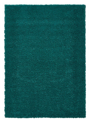 Green Shaggy Rug50mm Thickness Stain-Resistant Modern RugGreen Shaggy Rug For Bedroom& Dining Room-200Cm X 290Cm from B&Q