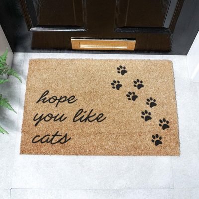 Artsy Doormats Hope You Like Cats Doormat (60 X 40Cm) from B&Q