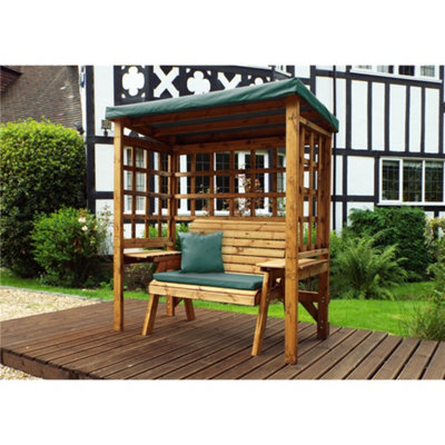 B&Q -  Traditional Zubond Two Seat Arbour Green With 1 X Bench Cushion Green & 1 X Scatter Cushion Green