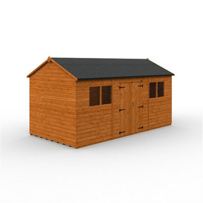 16Ft X 8Ft (4750mm X 2350mm) Horsforth Shiplap Apex Workman Shed With 4 Window (12mm Tongue And Groove Floor And Roof)-31568 