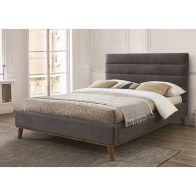TL Beds Light Grey Squared Design Fabric Bed FrameDouble 4Ft 6" from B&Q