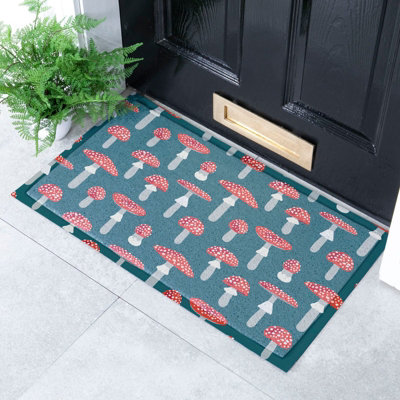 Native Natural Red & White Mushroom Pattern Doormat (70 X 40Cm) from B&Q
