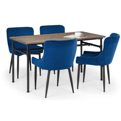 Ashfield Carnegie Dining Table & 4 Luxe Blue Chairs from B&Q