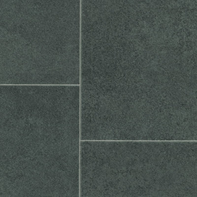  - Black Modern Stone Effect Anti-Slip Vinyl Flooring For HomeShopsOffices2.0mm Thick Vinyl Sheet-1M(3'3") X 2M(6'6")-2M²