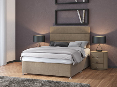 B&Q -  Slate Linen 4 Drawer Divan Base And Lined Headboard Super King