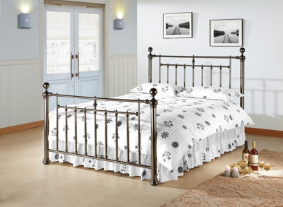 TL Beds Polished Black Nickel Finish Metal Bed FrameDouble 4Ft 6" from B&Q