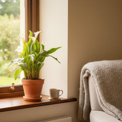  - White Calla Lily Plant In Decorative PotIndoor Flower GiftLuxe Leaf Plants Uk Online