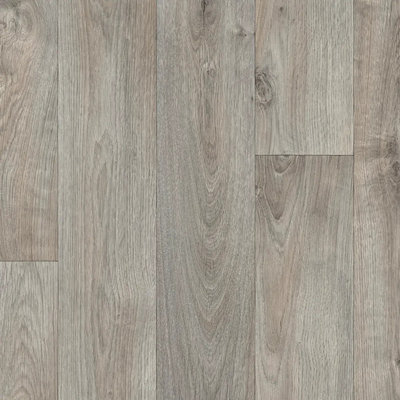B&Q Grey Wood Effect Anti-Slip Vinyl Flooring For Kitchen, Bathroom, Livingroom, 4.50Mm Thick Vinyl Sheet-6M(19'8") X 4M(13'1")-24M²