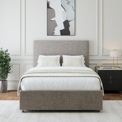 B&Q -  Slate Linen 2 Drawer Divan Base And Plain Headboard Double