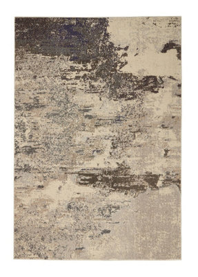 Modern RugStain-Resistant Graphic RugIvory Grey Abstract Livingroom Rug6mm Thick Modern Bedroom Rug-160Cm (Circle) from B&Q