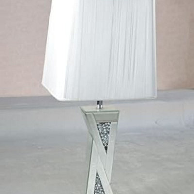 Biznest Crystal Diamond Double Triangle Bass Table Lamp Bedside Lamps With ShadeNight Light Modern Home Decoration from B&Q
