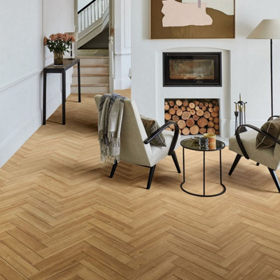  - Herringbone Engineered Flooring Chene08 Brushed And Oiled Brown (14mm Thick X 90mm Wide)