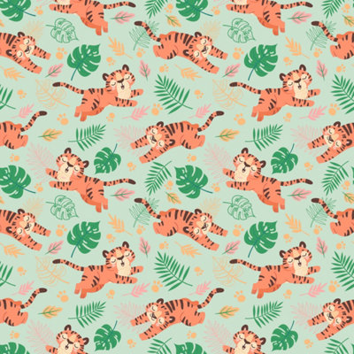 B&Q -  Eco-Friendly Green Cute Tiger Wallpaper