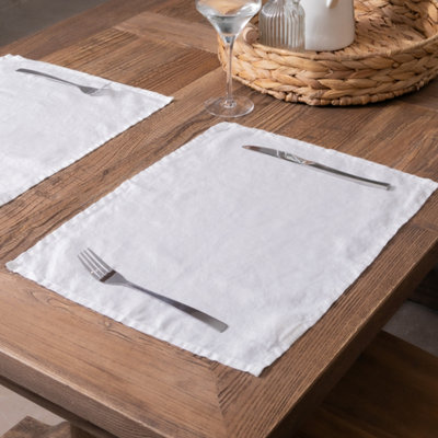 Native Natural White Set Of 4 100% Linen Placemats from B&Q