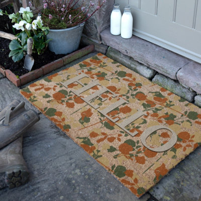 Artsy Doormats Hello Floral Coir Doormat (90 X 60Cm) from B&Q