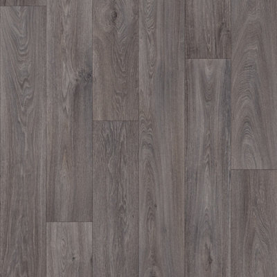 B&Q Wood Effect Vinyl Flooring For Livingroom, Kitchen, 2.7Mm Thick Cushion Backed Vinyl Sheet-1M(3'3") X 3M(9'9")-3M² Black