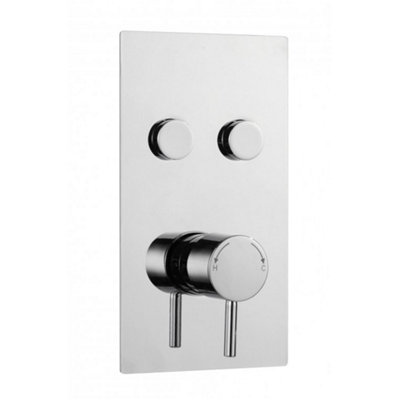 Clifton Twin Round Push Button Concealed Thermostatic Shower Mixer Valve (Lake) from B&Q