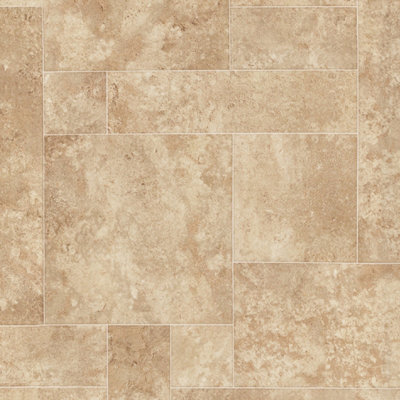 Beige Brown Stone Effect Slip-Resistant Contract Commercial Heavy-Duty Flooring With 3.0mm Thickness-12M(39'4") X 3M(9'9")-36M² from B&Q