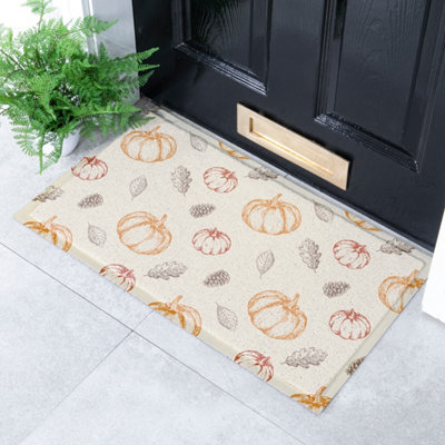 Artsy Doormats Sketch Pumpkin Pattern Indoor Outdoor Doormat (70 X 40Cm) from B&Q