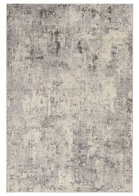 Grey Beige Rug10mm Thickness Luxurious RugStain-Resistant Abstract Rug For Living Room& Dining Room-160Cm (Circle) from B&Q