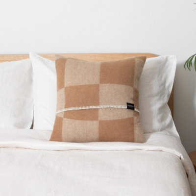 Native Natural Checkerboard Beige Wool Cushion 45X45Cm from B&Q